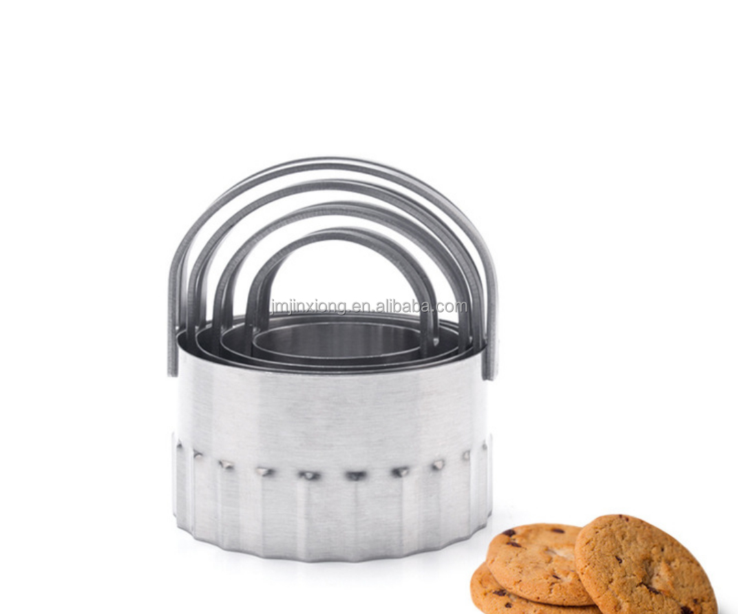 Stainless Steel Cake Cutter Mold Metal Dough Cutting Ring Custom DIY Pastry Forming Mold Biscuit Cookie Ring Set With Handle