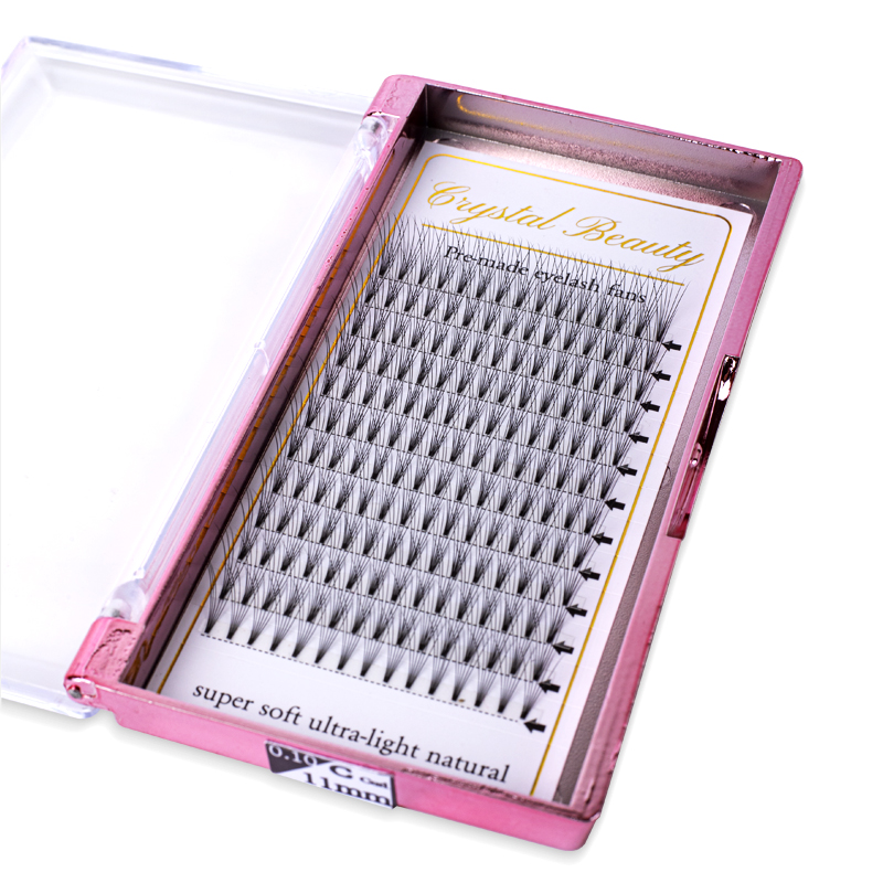 pre fanned short stem 4d 0.10 eyelash extension silk pre made short thin base fans quality pbt 0.07 eyelashes extension