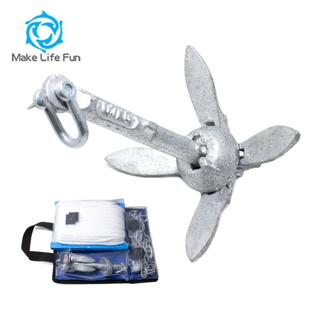 0.7kg Marine Boat Galvanized Anchor Set Fishing Kit Folding Grapnel Canoe Kayak Anchor
