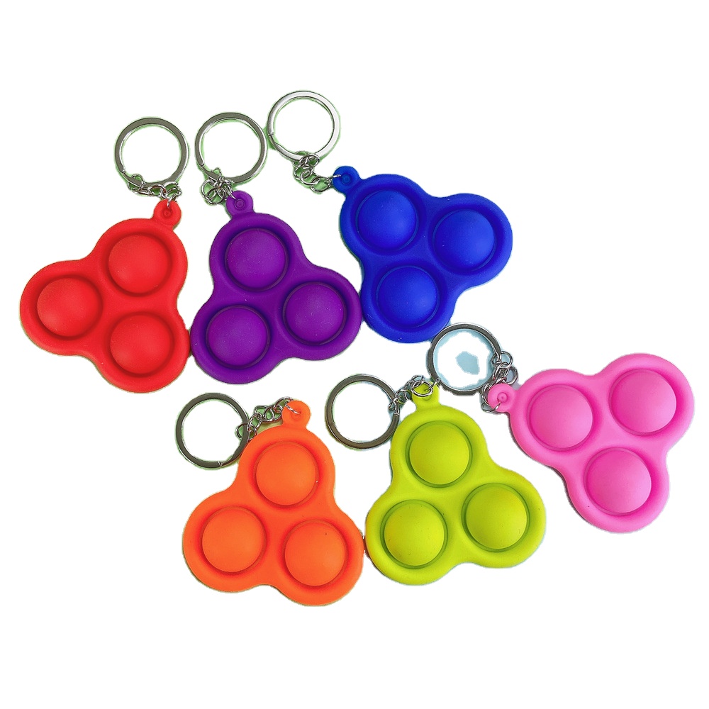 2021 Amazon Hot Stress Reliever Mini Silicone Push Pop Bubble Sensory Key Ring Set Fidget Toys Fidget key ring