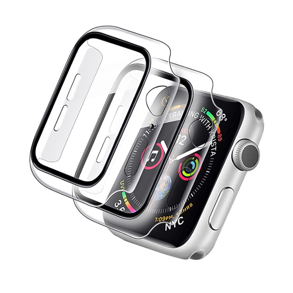 Закаленное стекло + матовый чехол для часов Apple Watch 44 мм 40 мм 42 мм 38 мм бампер + Защитная пленка для iwatch SE 6 5 4 3 2 1