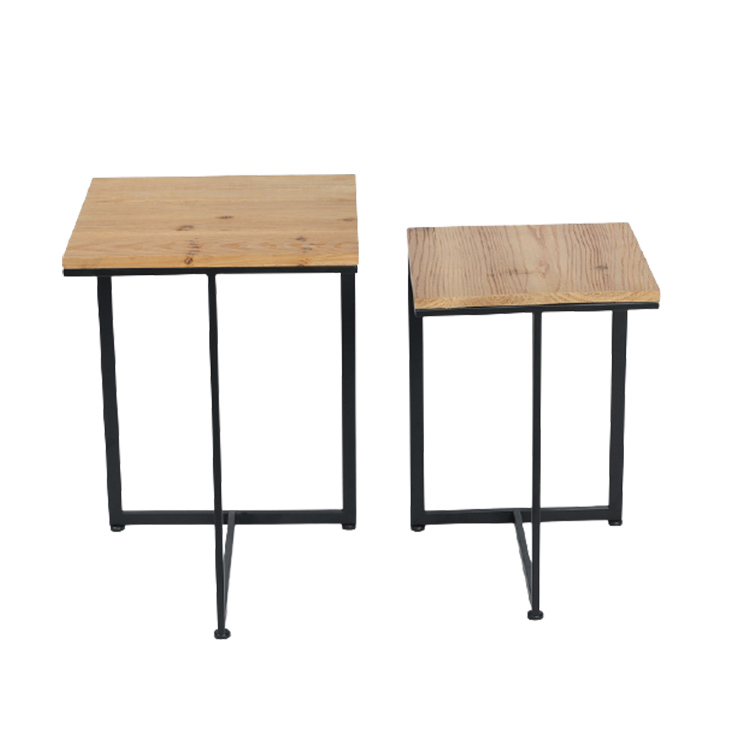 MAGI Metal frame sofa corner table wood rectangle side coffee industrial vintage end table for living room bedroom