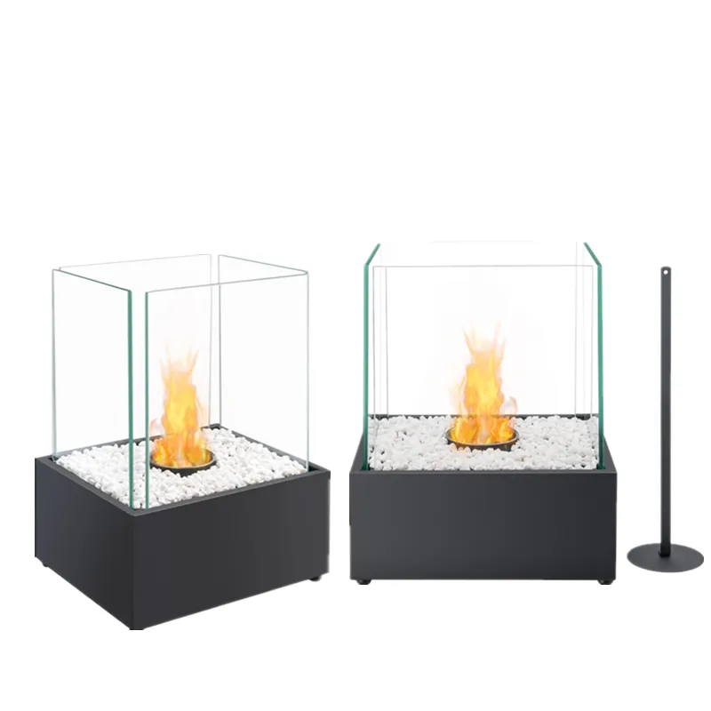 Rectangle Outside Glass Bio Ethanol Ventless Tabletop Fireplace