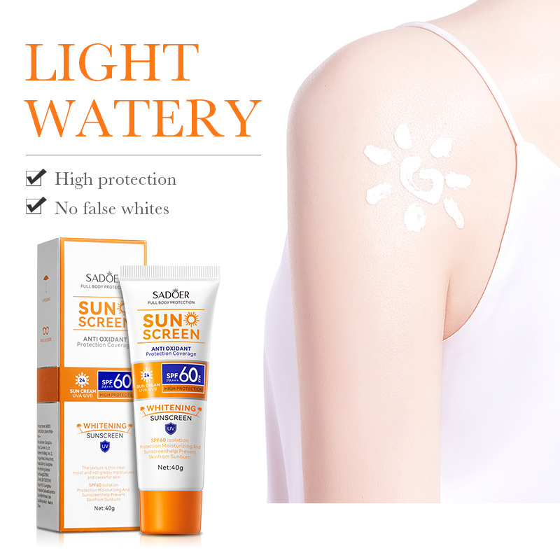 2023, Лидер продаж, OEM ODM SADOER SPF60 + солнцезащитный крем, отбеливающий увлажняющий Водонепроницаемый крем для защиты от солнца