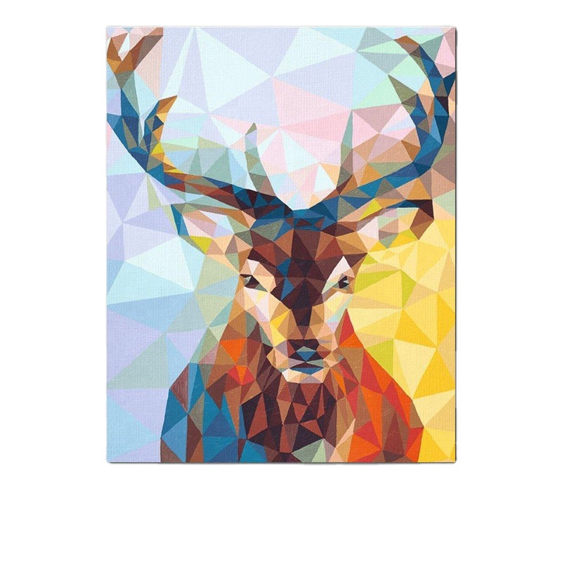 The latest custom animal colorful deer oil painting by numbers paintings for adults and kids