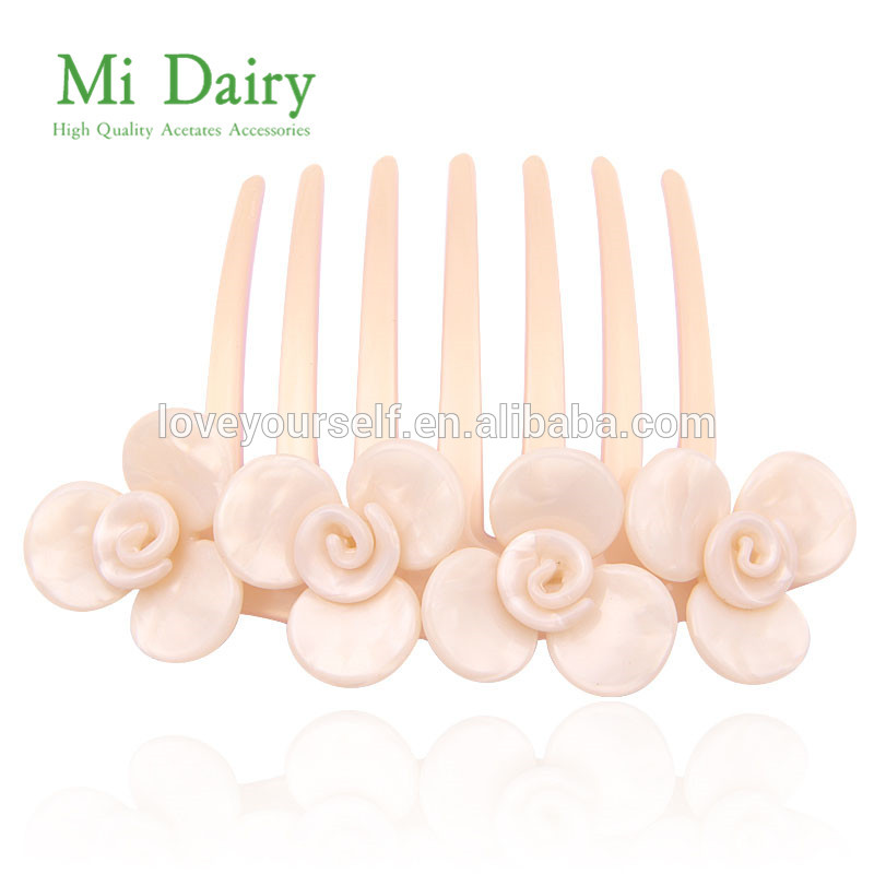 MiDairy Factory Sale New Bride Accessories Hair Combs Clips With Flower For Women Girls custom comb