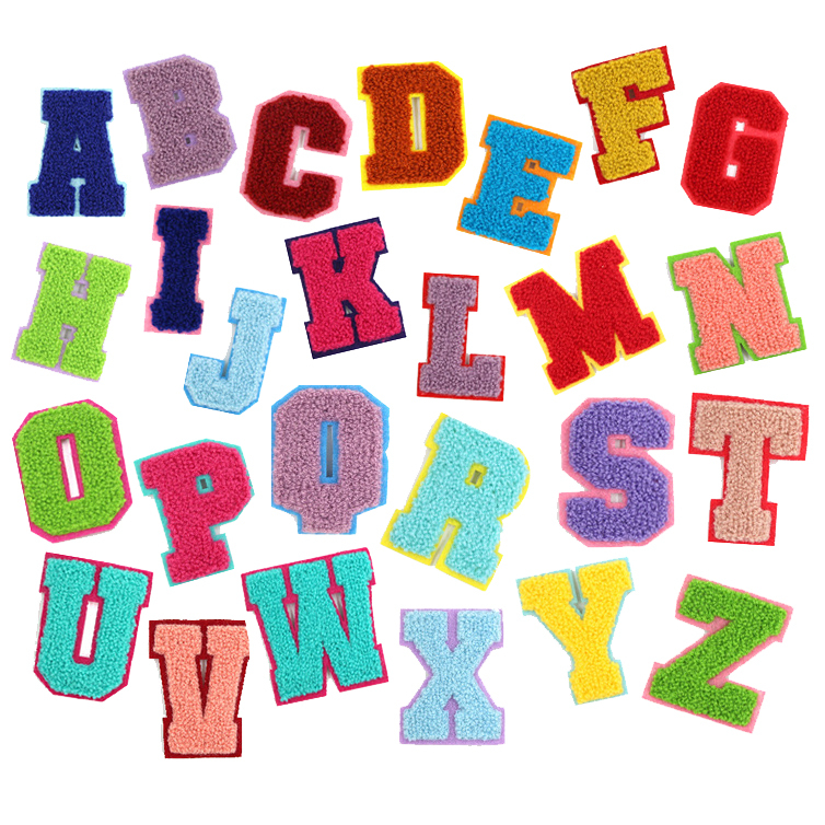 Heat press heat transfer for caps embroidered chenille for clothes bulk for hats clothing embroidery iron on letter patches