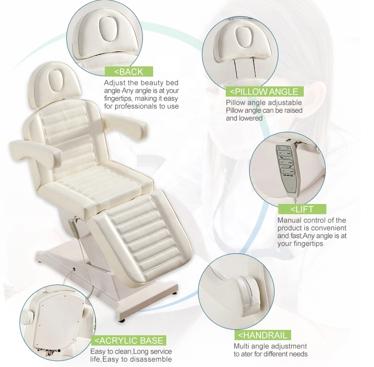Electric luxury chair bed furniture Cosmetic Extension Hydraulic Facial beauty bed for Clinic use