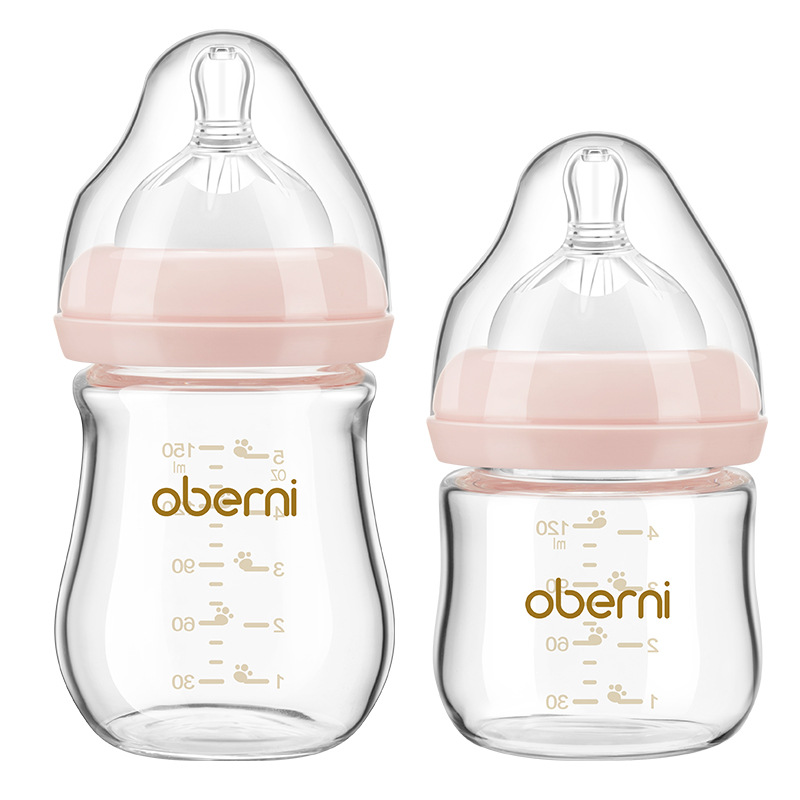 120/150ml glass bottle for newborn baby wide diameter anti-choking anti-flatulence baby bottle