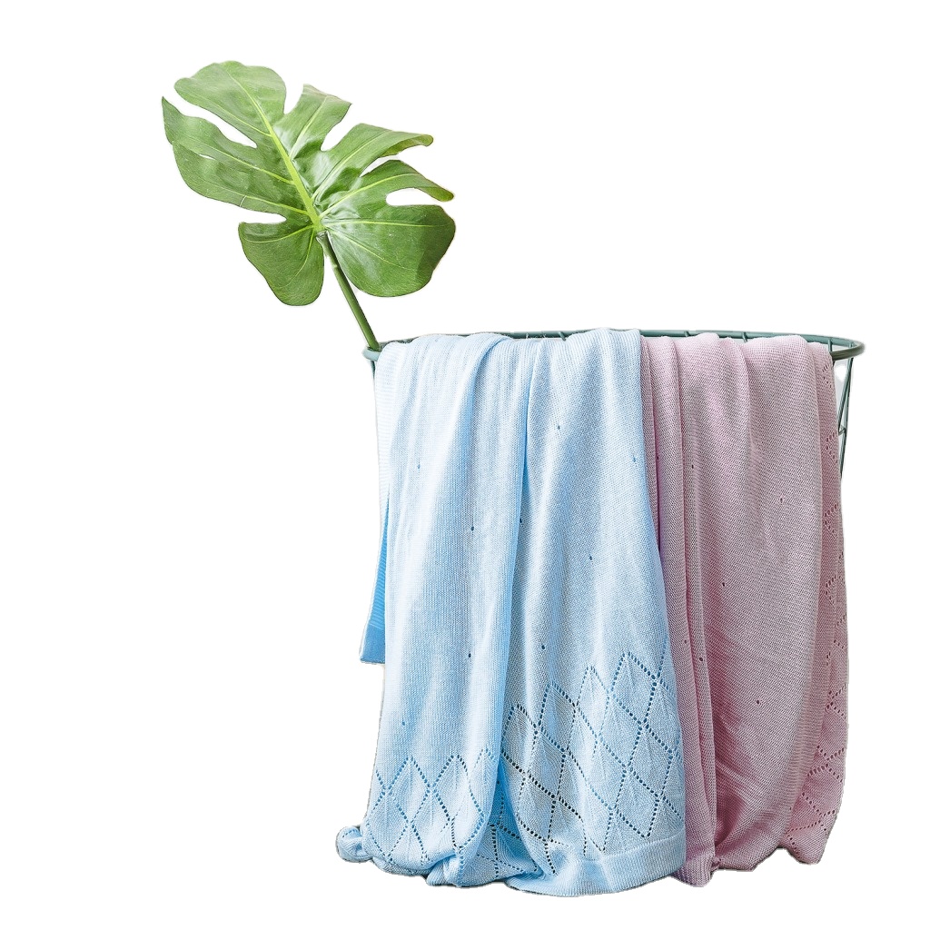 Kingcason Textured Solid Knitted Soft Sofa Bamboo Throw Blanket for Baby
