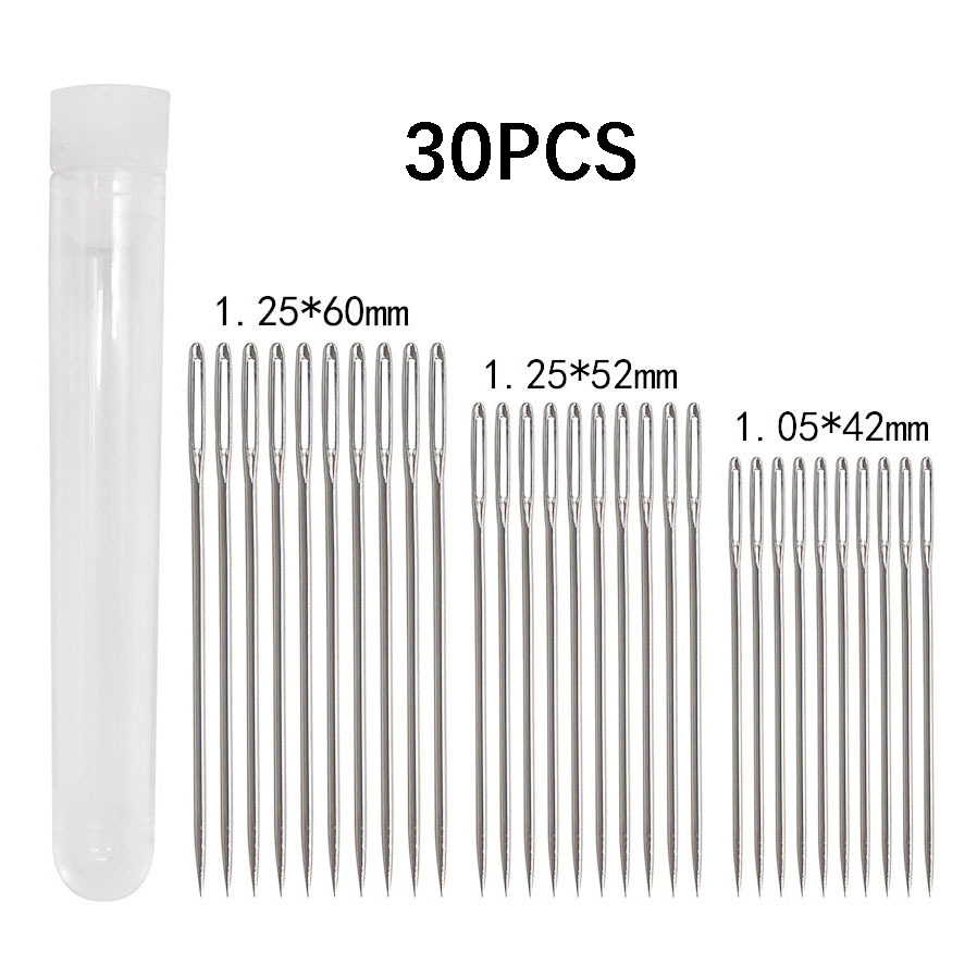 30pcs Sewing Needles Kit Large Eye Embroidery Steel Needles for Quilting Cloth Repair Hand Sewing