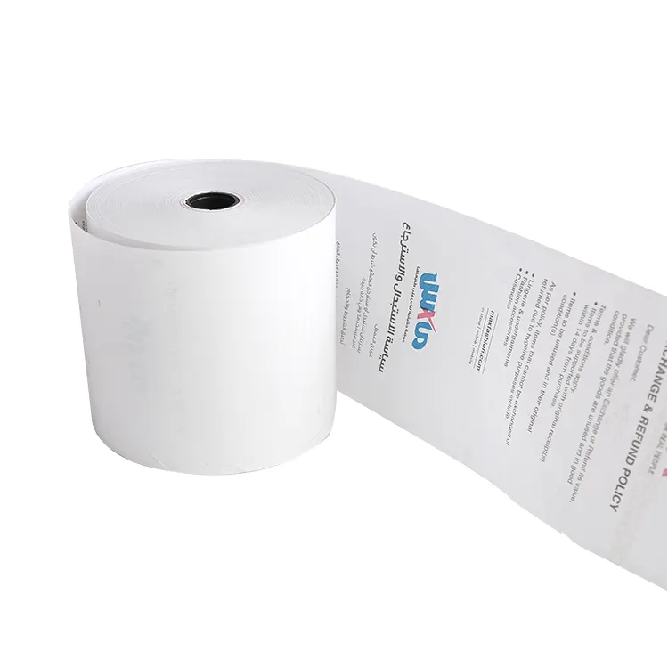 thermal POS cash register paper roll with printed brand logo receipt paper for pos atm