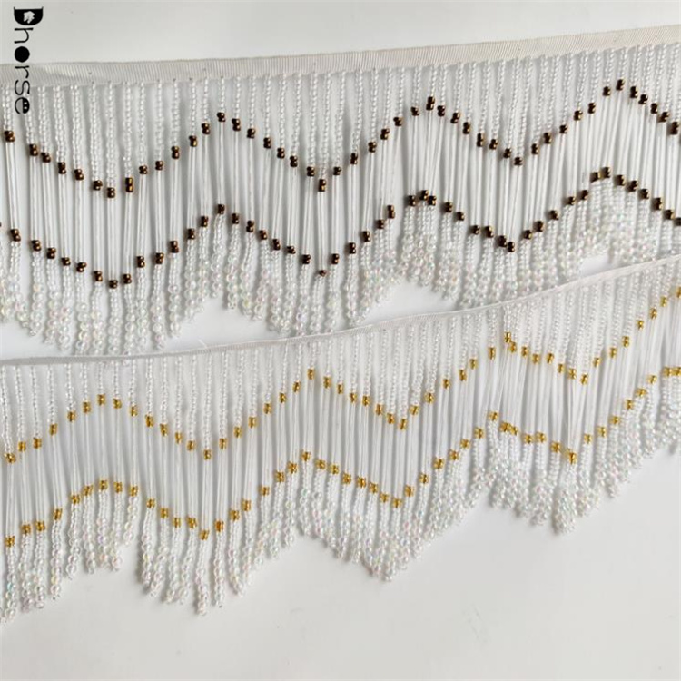 10.5cm fashion waves design fringe seed beads rope trim