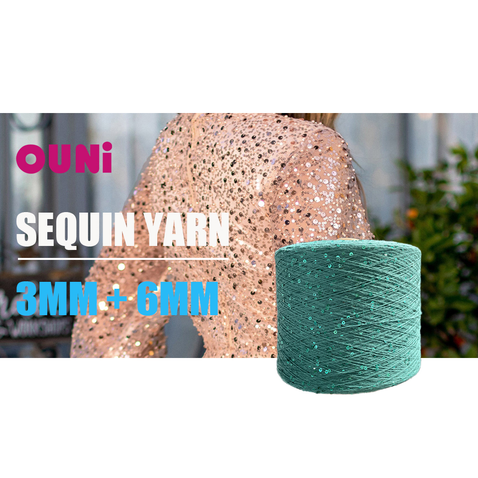 Mohair mink yarn new fancy sequin yarns royal shinny +matte sequin 3mm+6mm 7cm distance blend cotton hand knitted yarn