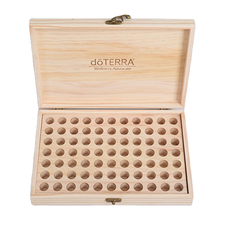 Wooden Essential Oil Bottle Organizer Storage Sorting Box Case With Hinged Lid