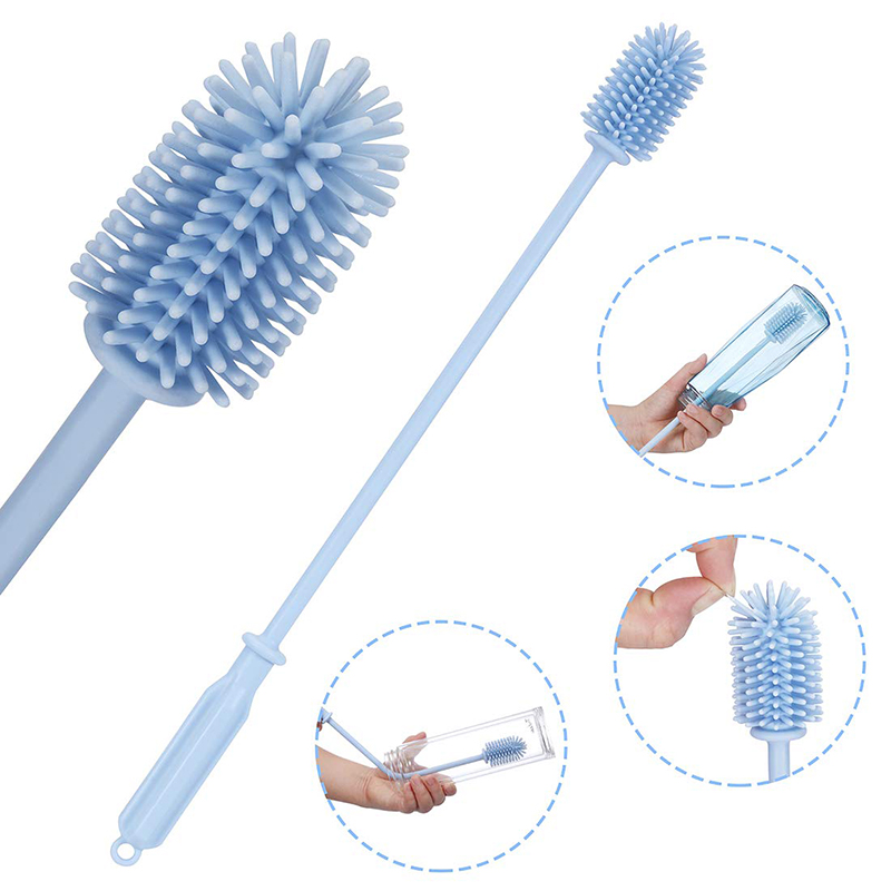 Gepai bpa free small big nipple bottle cleaner brush set milk water plastic baby feeding bottle silicone cleaning bottle brush