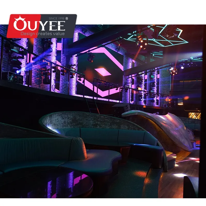 Night Club Interior Decoration With Modern Designed Drinking Bar Supplied Table Chairs Dancing Stage