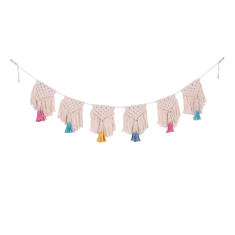 Tassel Wall Hanging Banner Home Decor Boho Style Cotton Rope Weaving Tapestry for The Living Room Kitchen Bedroom or Apartment