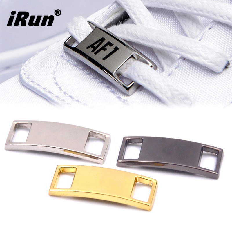 iRun Laser Logo / blank Shoelace Charms Metal Shoelace Tags dubraes And Shoes Accessories lace lock for Sneaker