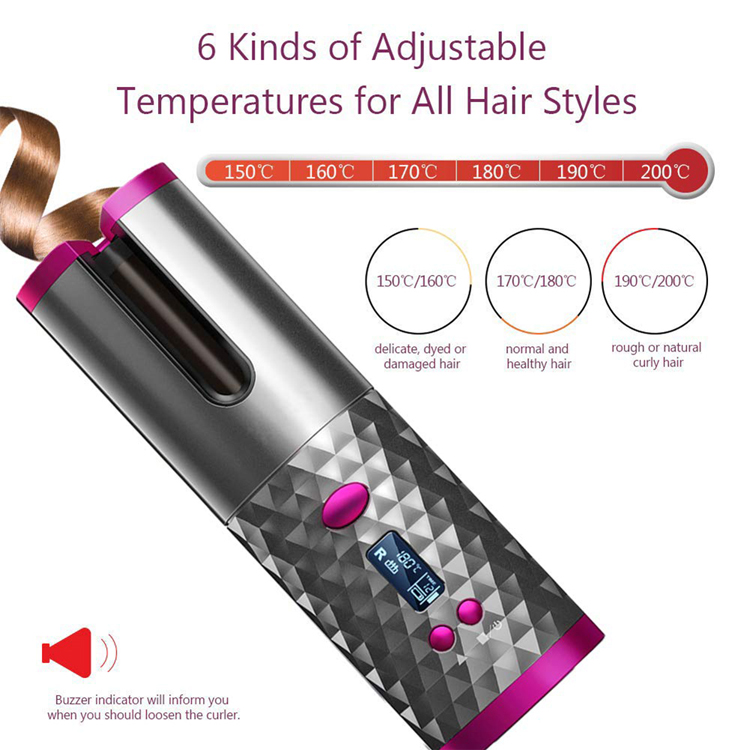 Professional Wireless Automatic Hair Curler  Rotating Curling Irons  Portable Auto Magic Cordless Hair Curler