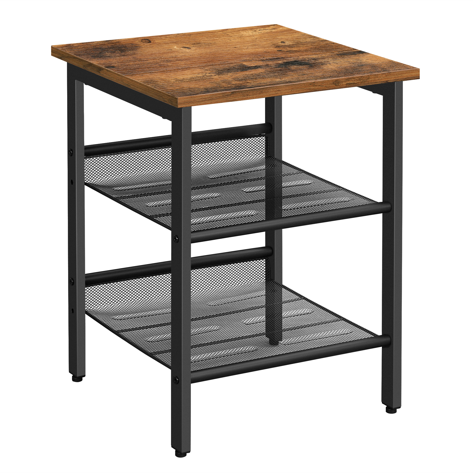 VASAGLE Living Room Metal Frame Mobile Coffee Snack Laptop Tabl Slide Under Couch End Sofa Side Table with Rolling Casters