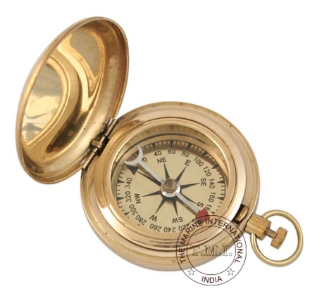 Vintage Pocket Compass Ross London Ship Engraved Finish Push Button Compass