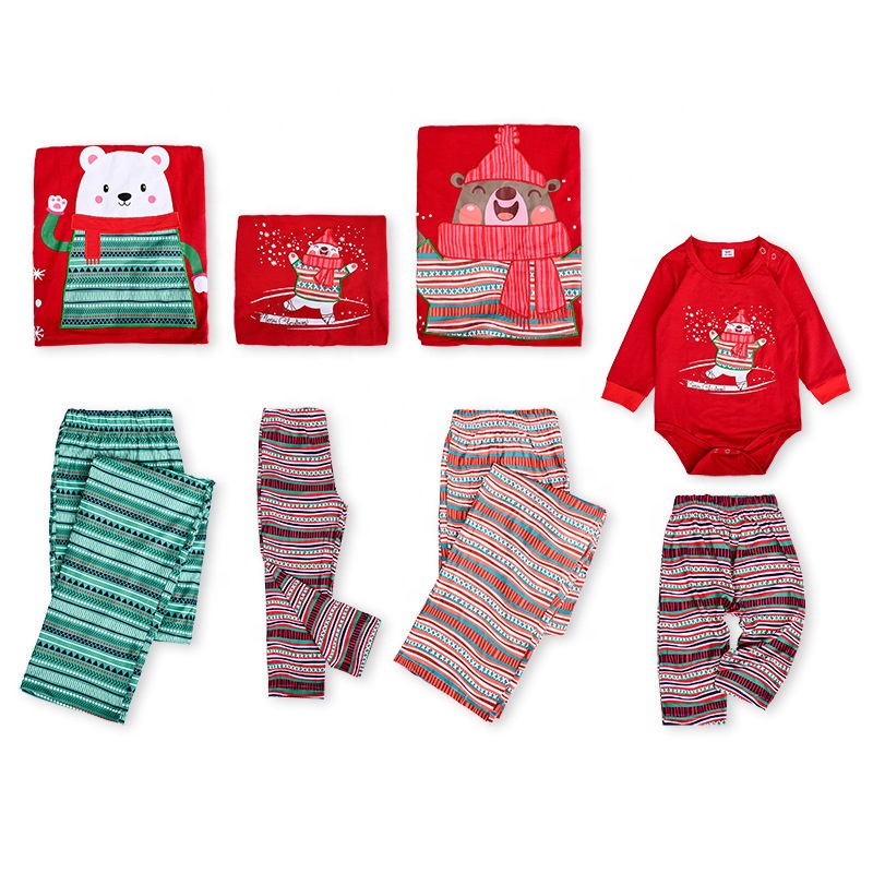 Small Moq high quality red letter Family sleepwear snow Reindeer pants Thermal Christmas pajamas for family