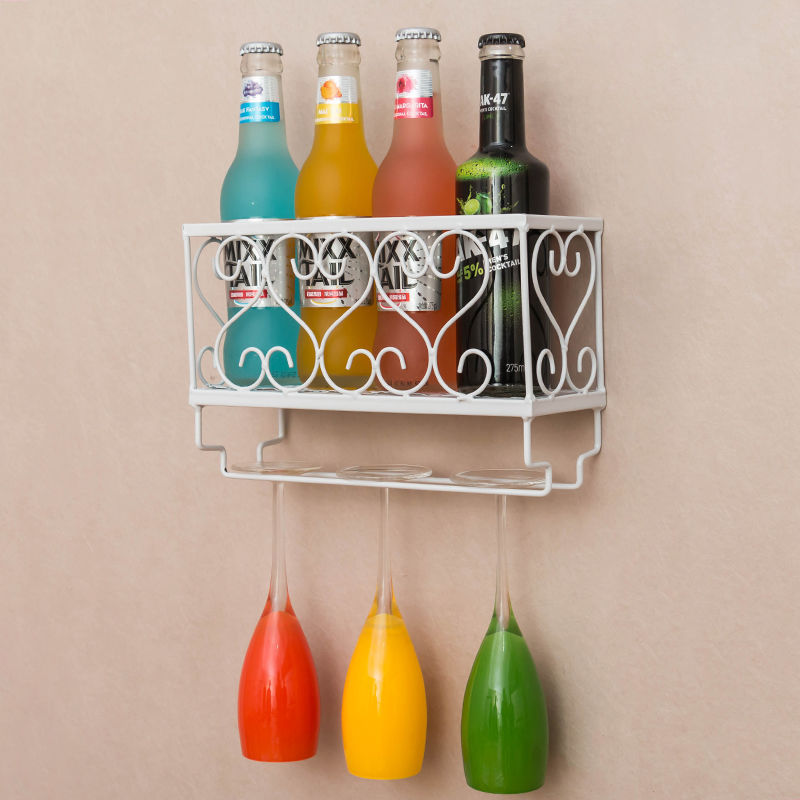 Wall-mounted wine glass wine bottle rack modern wine glass rack restaurant wall decoration rack