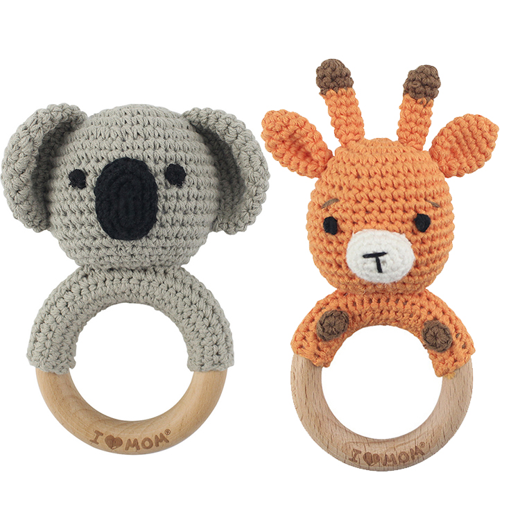 Hot sale cute safe knitting baby rattle toy