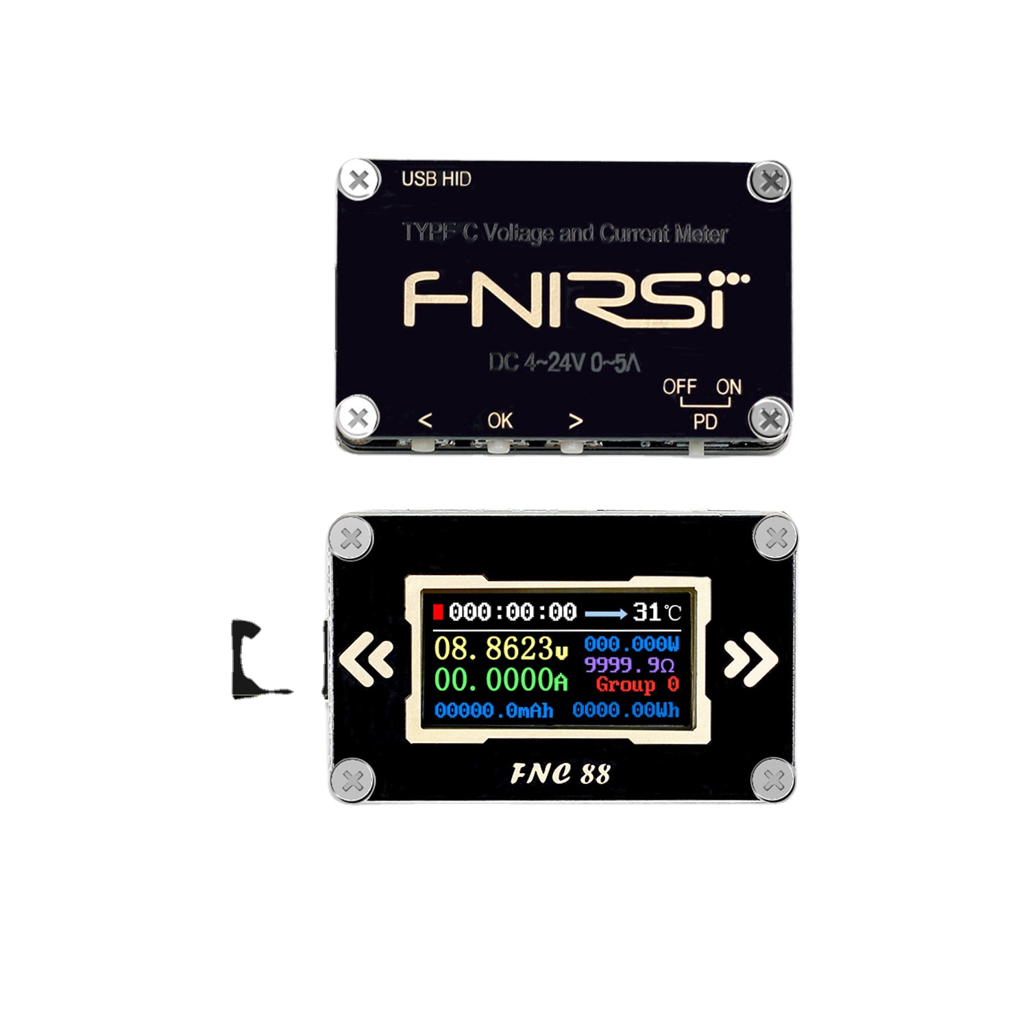 FNC88 Type-C PD триггер USB-C Вольтметр Амперметр постоянного тока Напряжение 2 way измеритель величины тока мультиметр PD солнечное зарядное устройство USB Тестер
