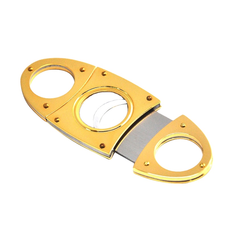 Luxury Cigar Accessories Stainless Steel Guillotine Double Cut Blade Scissors Antique Bronze Gold Cigar Cutter