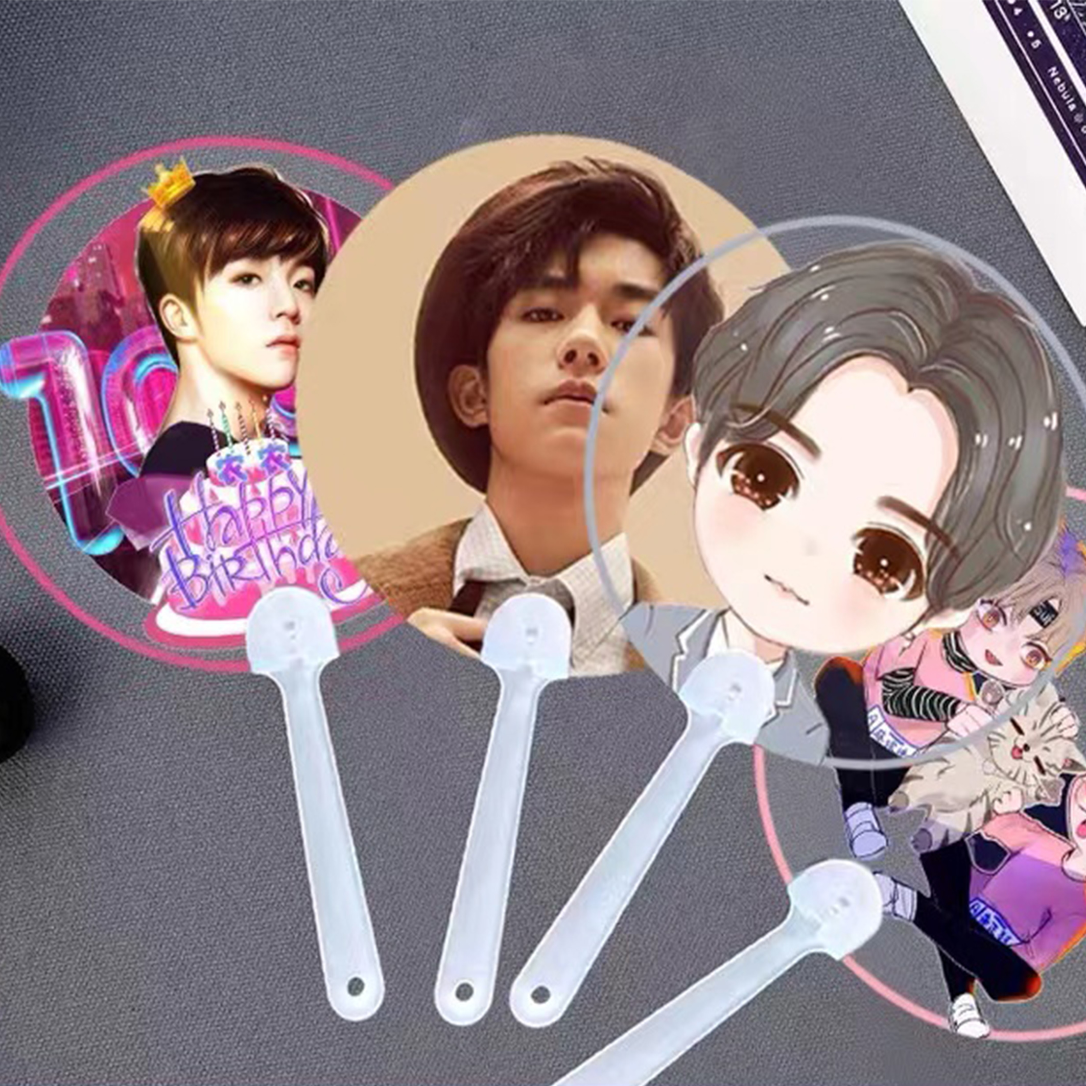 Пластиковый прозрачный водонепроницаемый ручной вентилятор KPOP по заводской оптовой цене с принтом логотипа