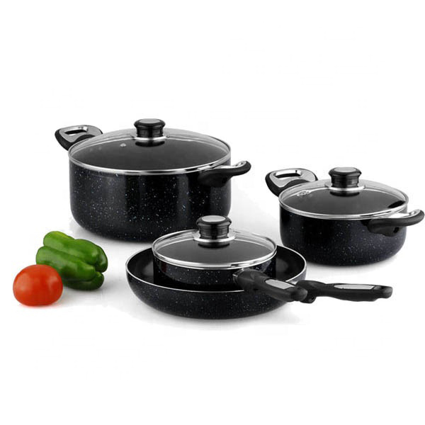 Wholesale Customized Good Quality 7pcs Aluminum Marble Stone Coating Cookware Sets