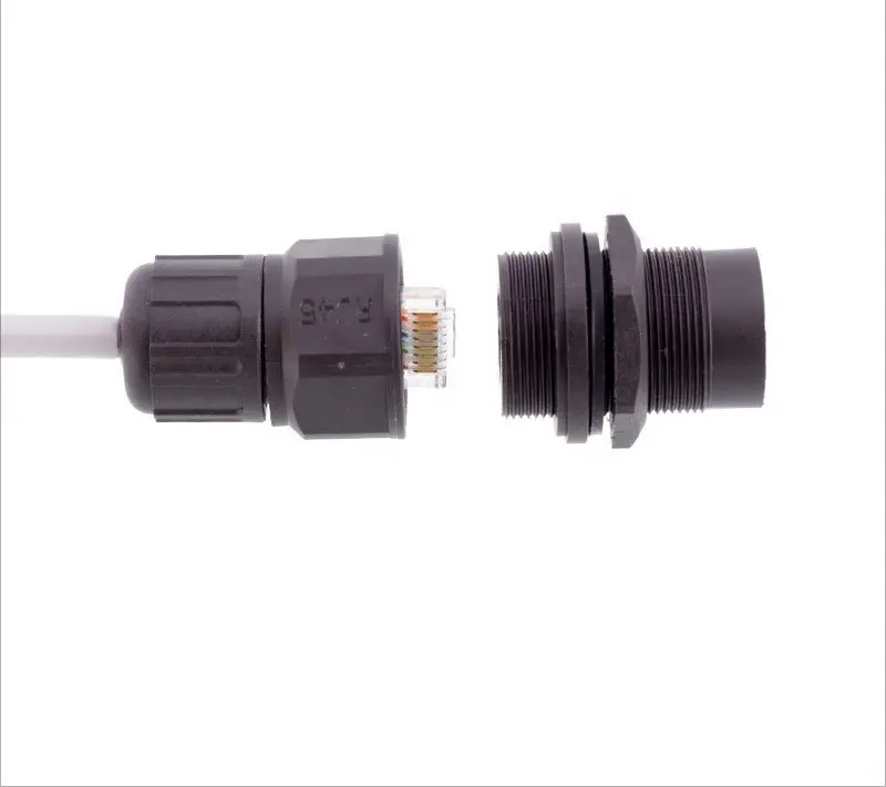 Rj45 Waterproof Connector Opening Installation wire-to-wire Gigabit Network IP67 Cable Gland 7/16 US Standard Screw Teeth