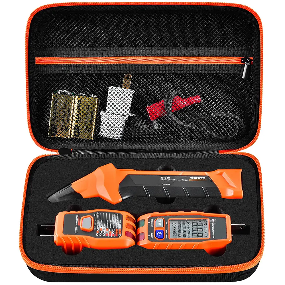 Кейс для транспортировки Klein Tools ET310, Детектор автоматического выключателя переменного тока и набор инструментов для ремонта выходных отверстий 80041 и тестер розеток RT250 GFCI