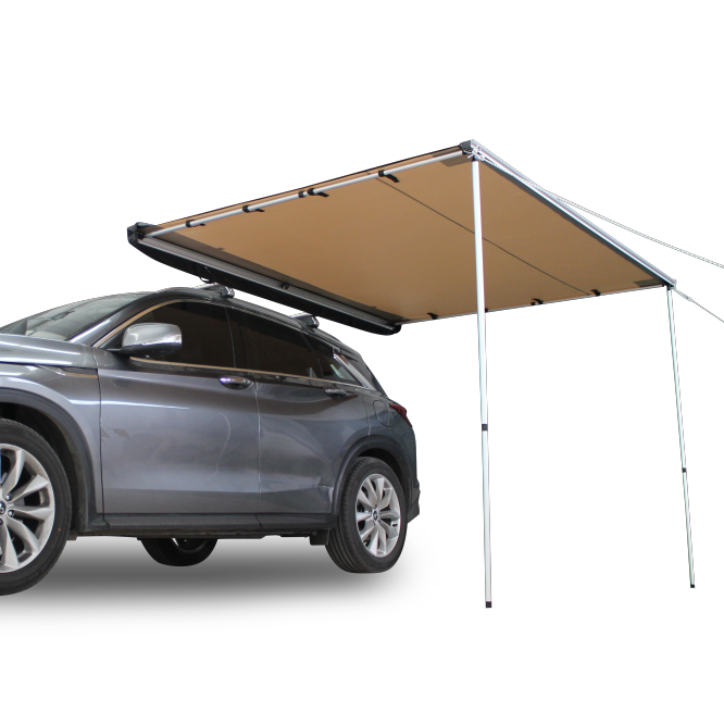Car Side Awning Rooftop Pull Out Tent Shelter PU2000mm UV50+ Shade SUV Outdoor Camping Travel Beige