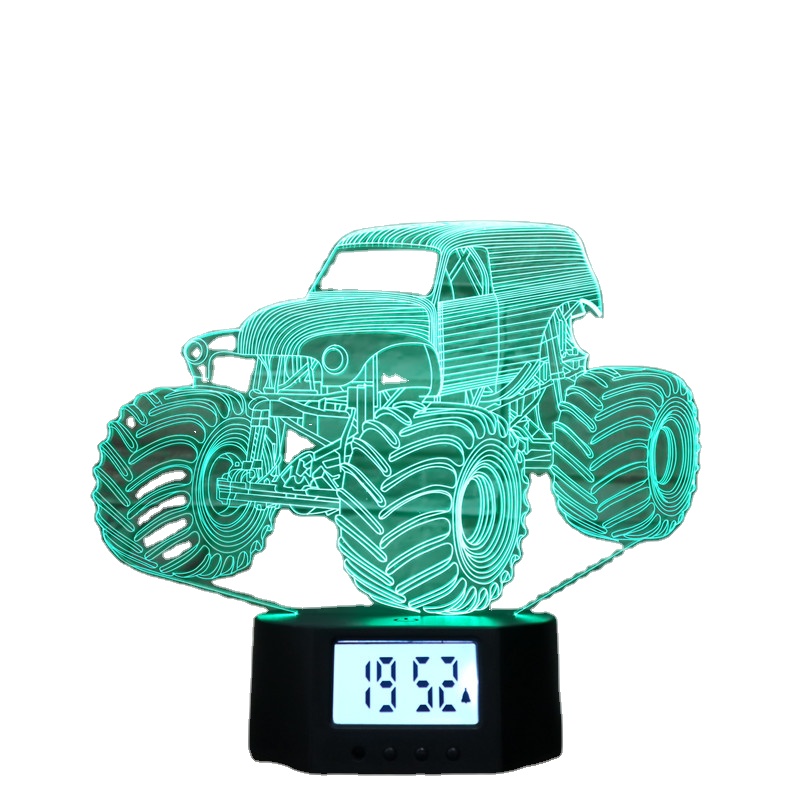 3d illusion lamp with alarm clock base OEM/ODM truck shape Christmas gift lamp