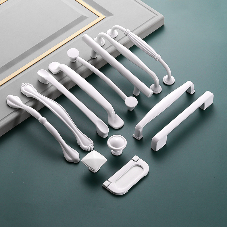 JAYA Modern White Cabinet Handles Furniture Accessories Vintage Drawer Pull Knobs Hardware Multiple Sizes Kitchen Cabinets