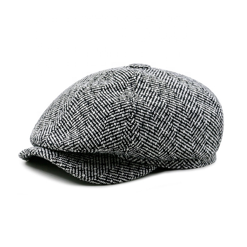 Custom Logo Winter Ivy Caps Euro Striped 8 Panel Painter Men Beret Hat