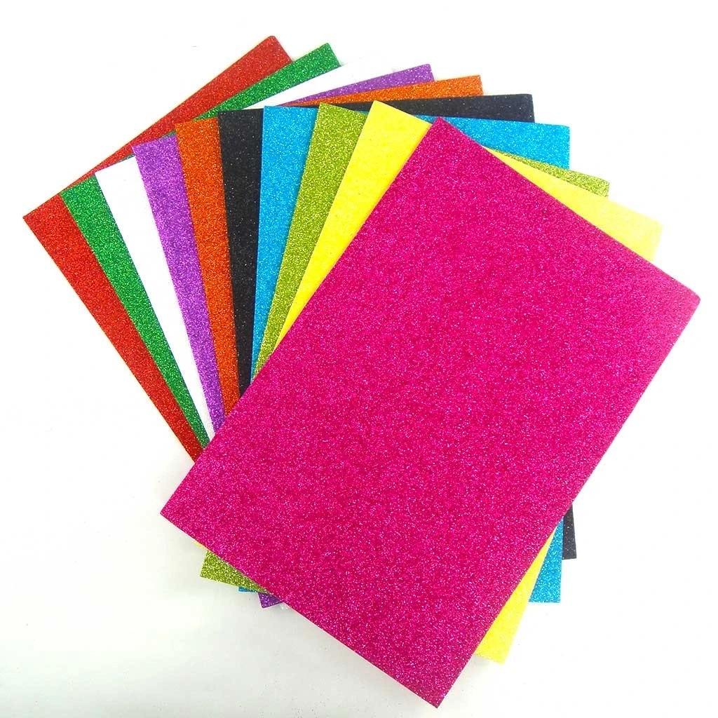 Wholesale color glitter self adhesive EVA foam sheet 2mm factory price