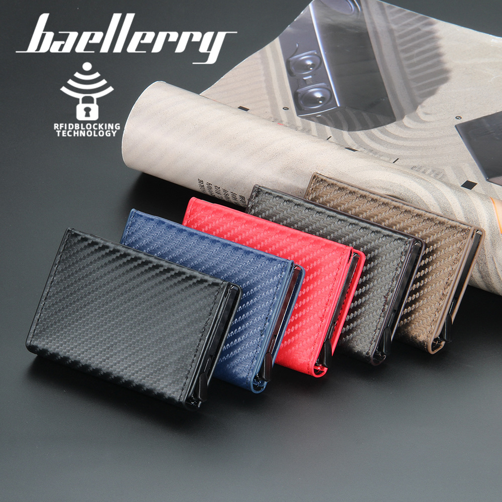 2021 Latest RFID Mens Wallet Bag PU Leather Card Holder Aluminum Pop Up Card Bag Brand New Fashion Short Purse