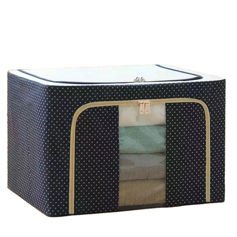 66L Factory wholesale steel frame storage box Oxford cloth quilt storage bag foldable clothing storage box