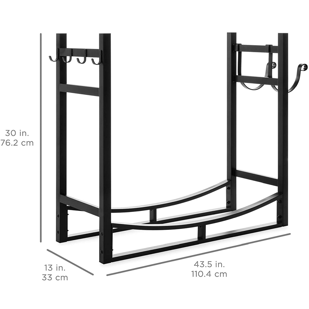 Heavy Duty Hearth Indoor/Outdoor Firewood Rack With Fireplace Tools Set