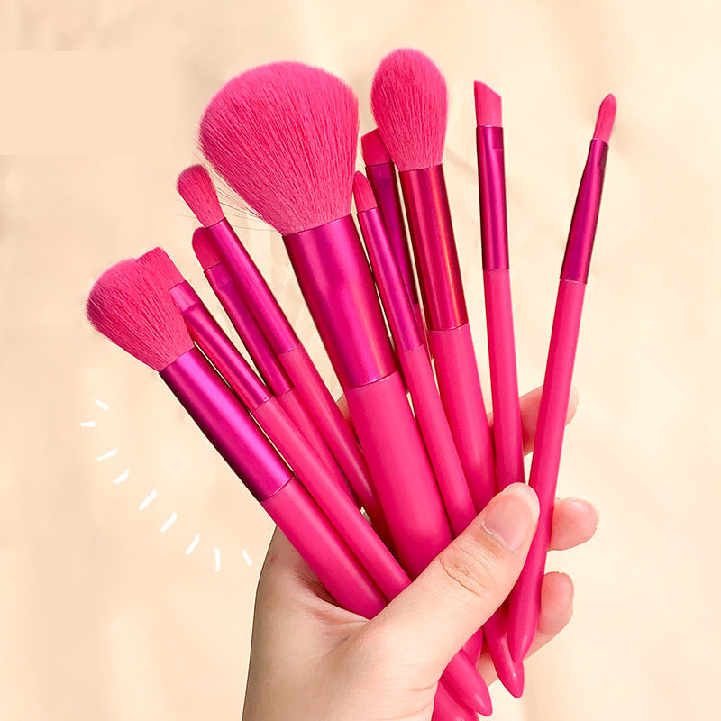 Pink Orange Blue Green Lip Eye Shadow Eyebrow Brushes Private Label Vegan Makeup Brush Set