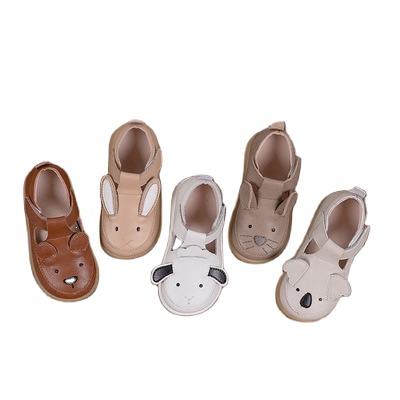 Ivy82047A Baby unisex cute animal pattern prewalker ins fall new kids genuine leather shoes soft sole thin shoes