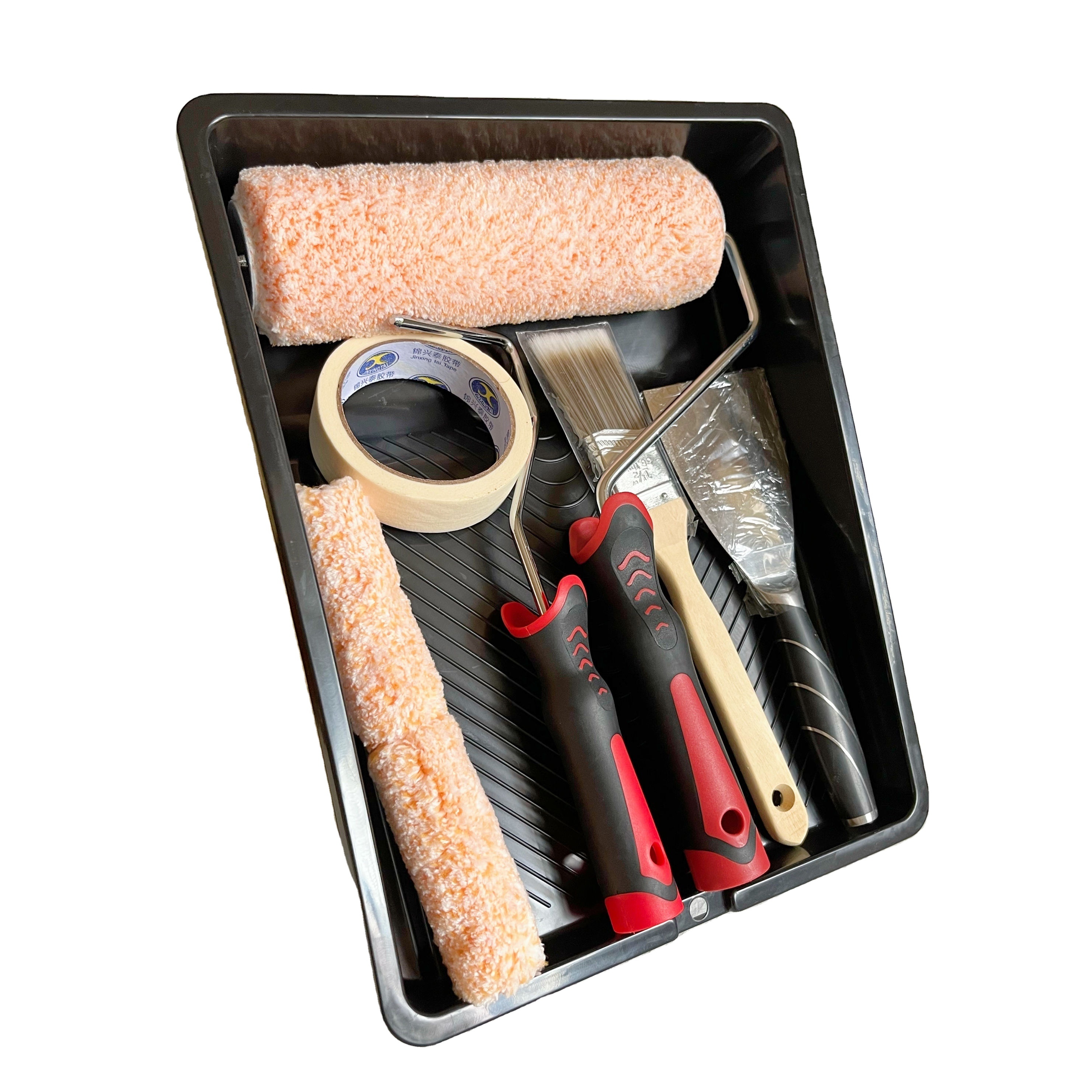 paint rollers and brushes manufacturer made in china home painting tools set with paint tray