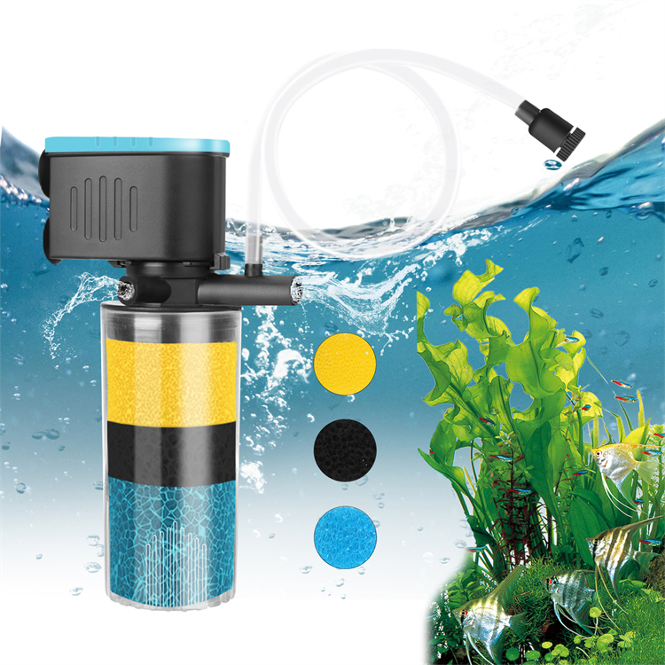 3-Stage in-Tank Filter Internal Fish Tank Power Filter factory wholesale Aquarium Filter with Dual Water Outlet & Aeration