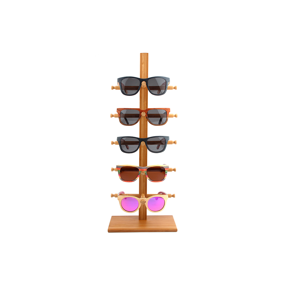 high standard customized logo floor stand natural bamboo sunglasses display rack