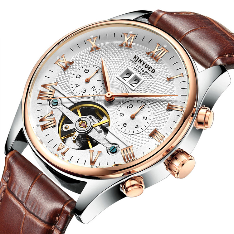 Часы наручные Reloj мужские водонепроницаемые, роскошные спортивные автоматические механические с кожаным ремешком, с коробкой
