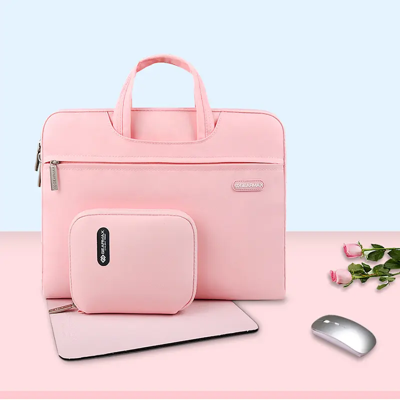 Polyester Waterproof Laptop Handbag for Women Colorful bag for Ladies 12 13 15.4 inchc With Pouch